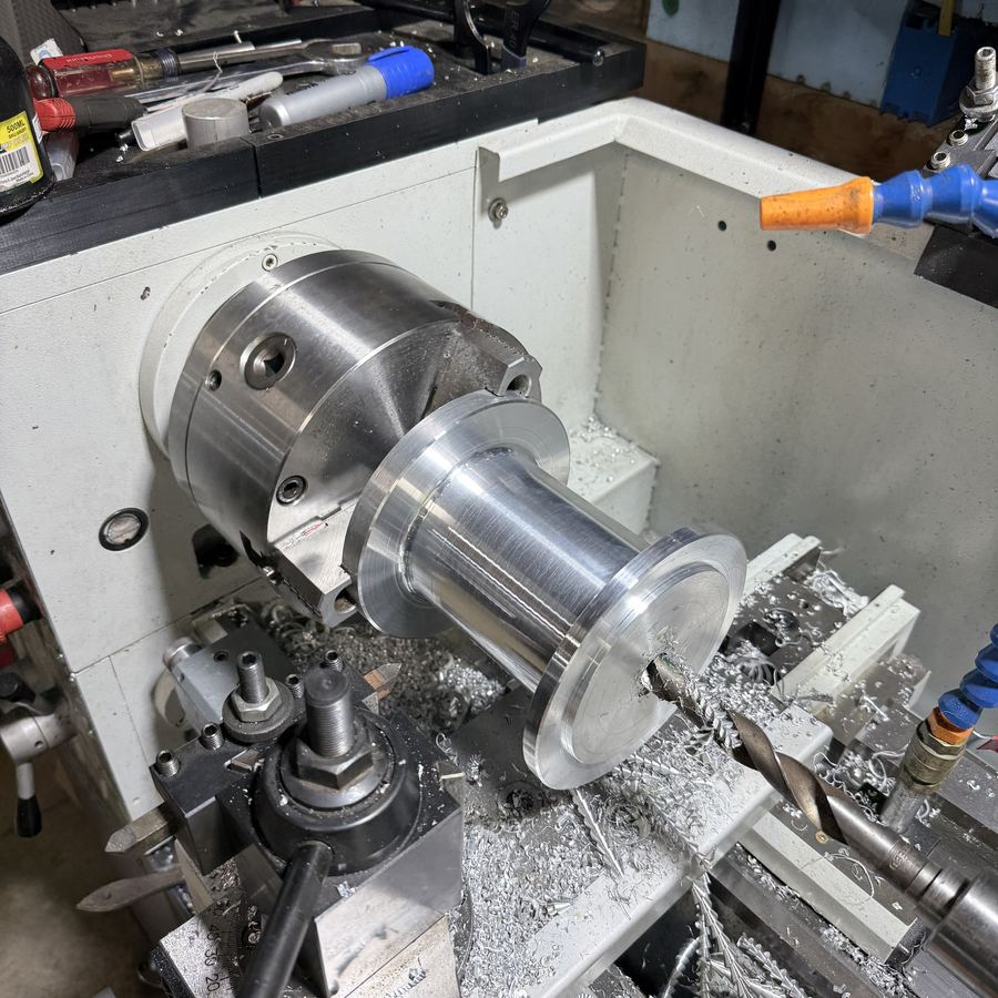 Lathe turning in action