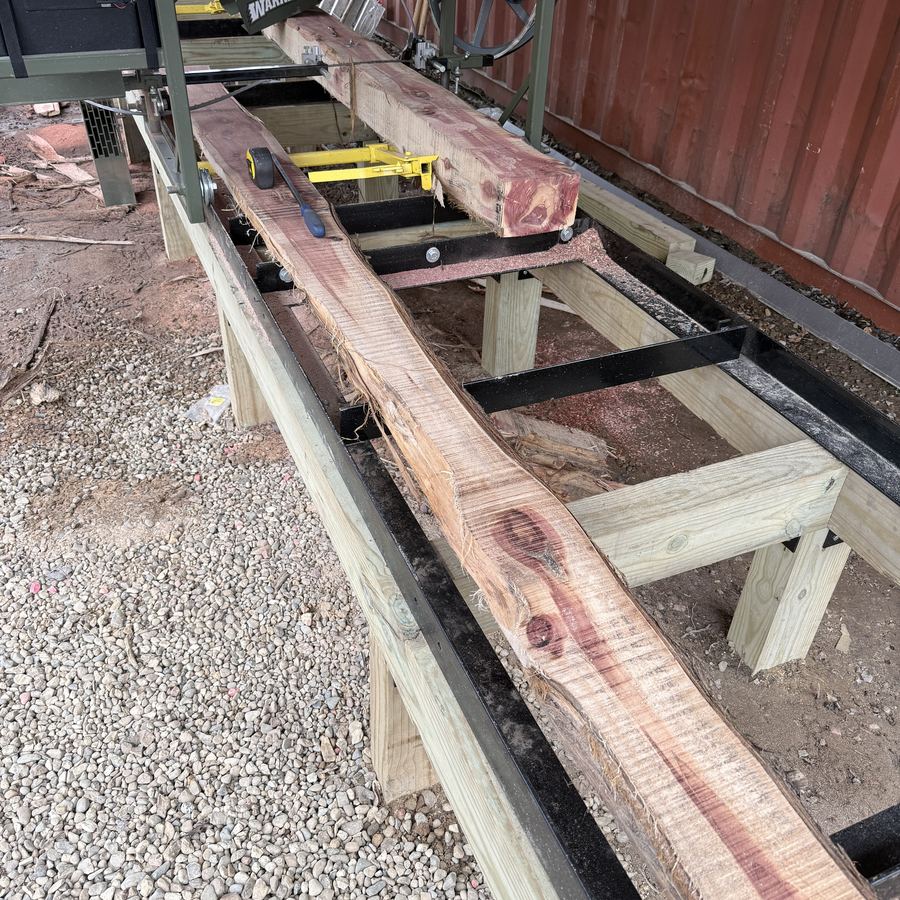 Sawmill milling cedar log